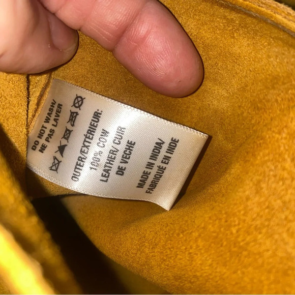 Free people genuine suede leather envelope style bag adjustable strap yellow - Picture 10 of 15